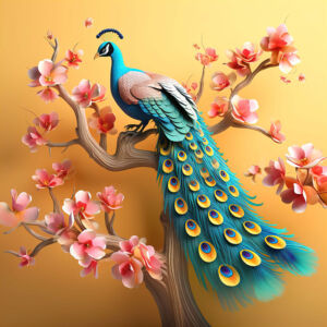 Chim công - Hoa mẫu đơn